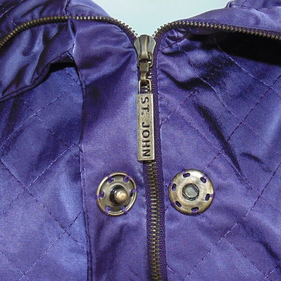 ST.JOHN SPORT Vest, L, Purple Quilted, Big Collar Zipper, Pockets - Picture 10 of 16
